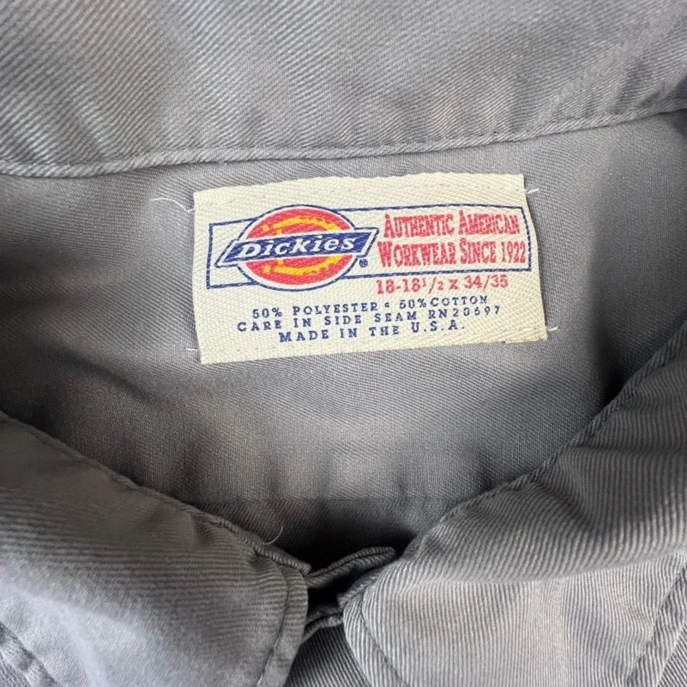 Dickies Work Shirt‎ Mens 2XL Long Sleeve Gray Twill Button Down Skater Workwear